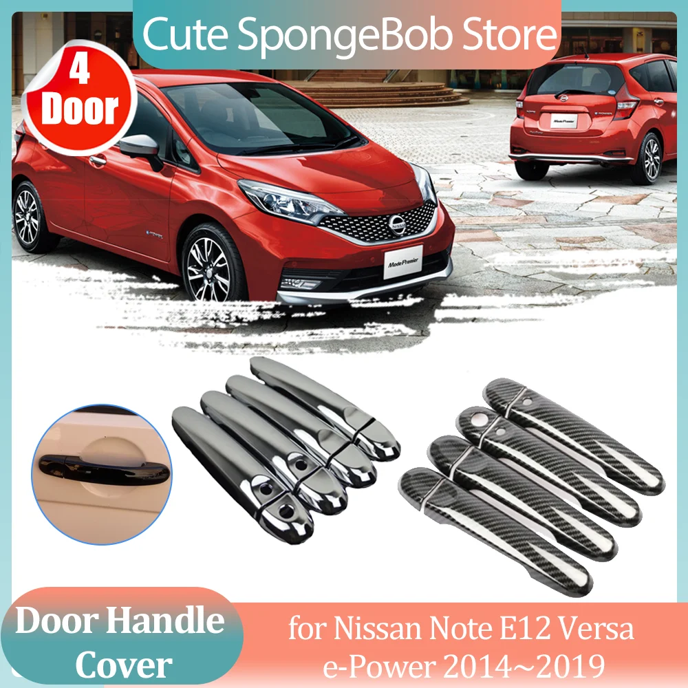 

Car Handle Cover for Nissan Note E12 Versa e-Power 2014~2019 Carbon Fiber Black Door Sticker Trim Strip Cap Decor Accessories