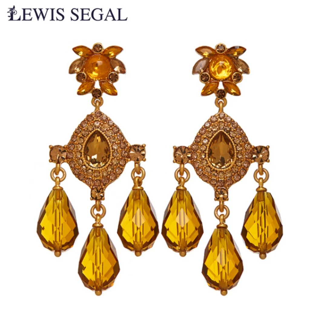 

LEWIS SEGAL Luxury Vintage Tassel Glazed Dangle Earrings for Women Girl Medieval Style Fine Jewelry 18K Gold Wedding Daily