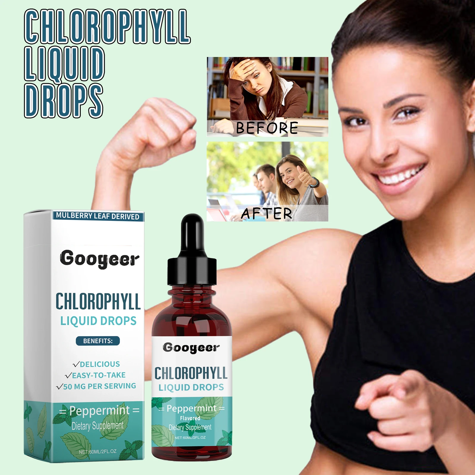 

60ml Googeer Dietary Energy Supplement Boosts Vitality Body Odor Control Internal Freshness Body Contour Support Liver Health