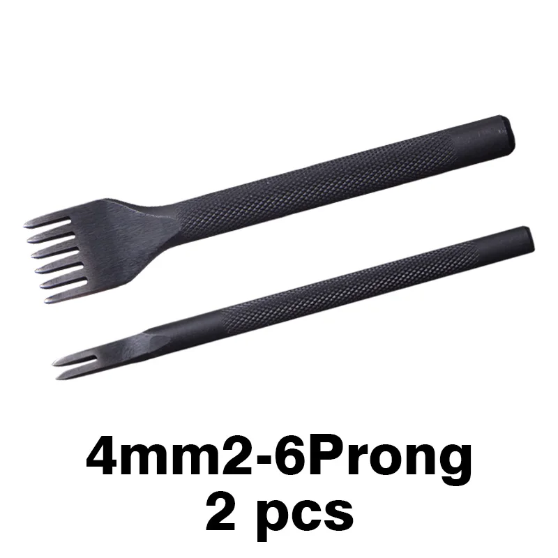 WUTA Lederhandwerk Meißel Locher Werkzeuge 4mm 1+2+4+6 Set Diamantspitze Schwarz Stechen Eisen Leder Nähwerkzeuge