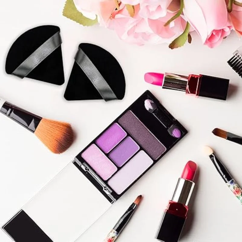 Confezione da 10 soffio per cipria bifacciale - Forma a triangolo, per fissare polvere, fondotinta, uso liquido e asciutto, non assorbente, morbido (nero