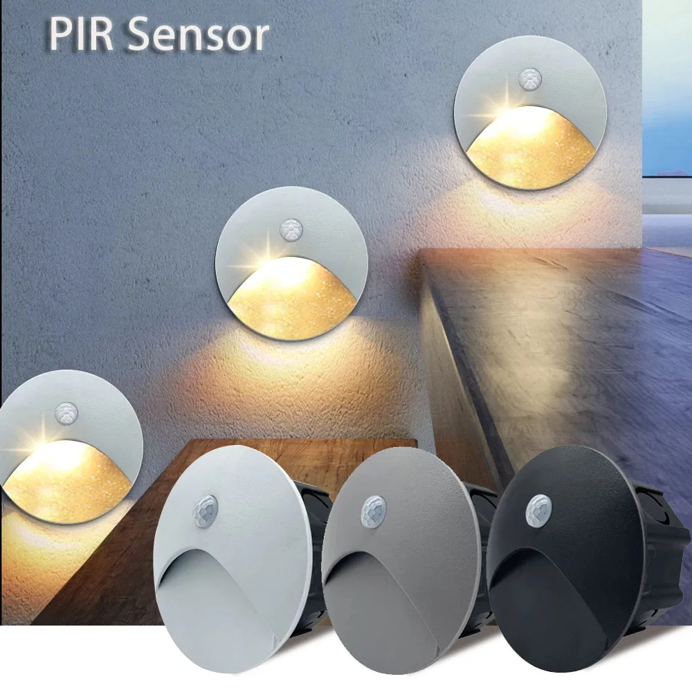 Recessed LED Wall Lamps Fixture Motion Sensor Stairs Light Outdoor/Indoor Corridor Staircase Lighting Nightlights Home Decor