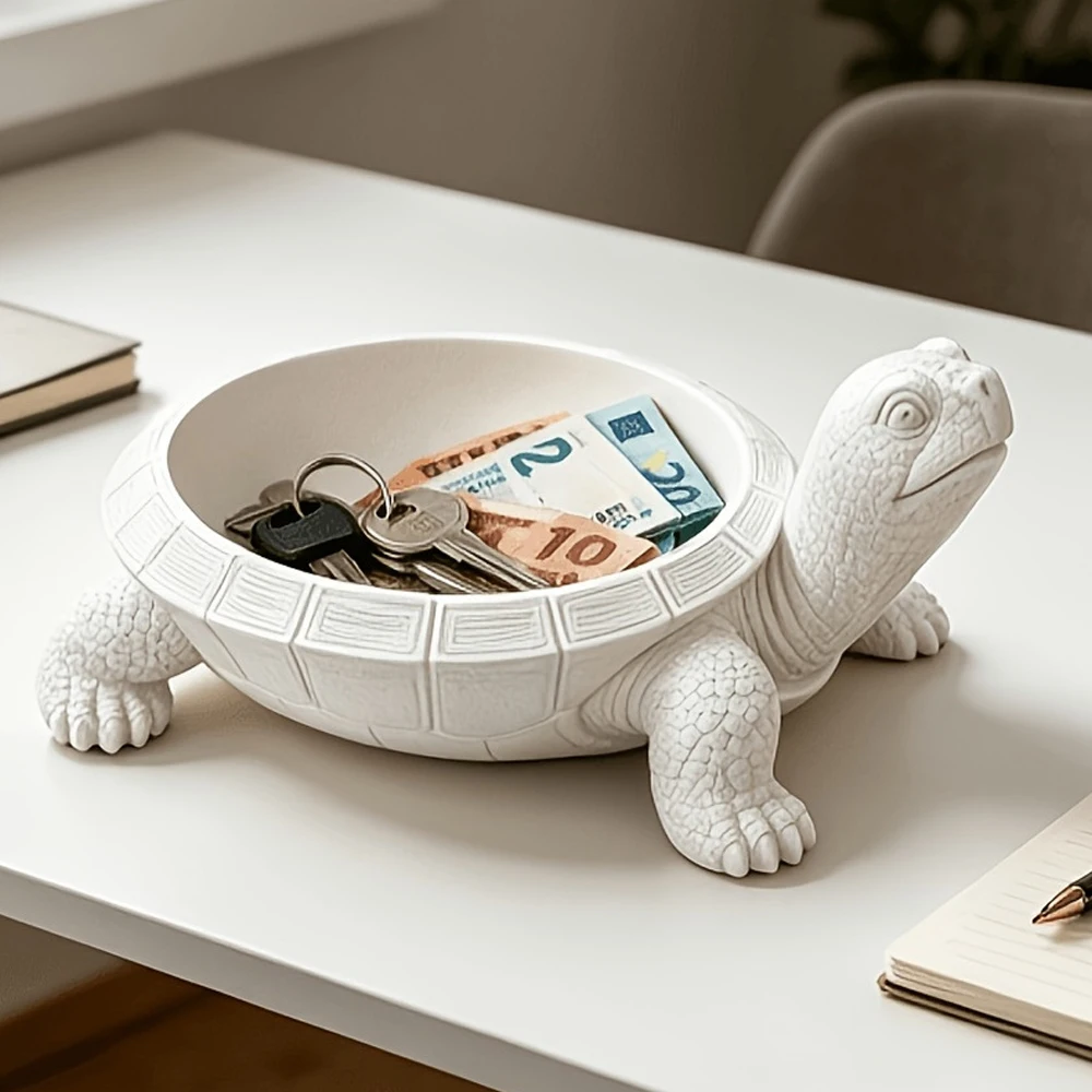 1Pc White Turtle Storage Tray, Key Holder for Entryway, Nordic Style Desktop Decoration