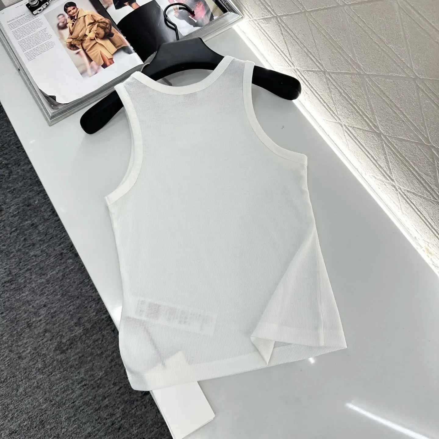 

2025 Versatile Basic Cotton Vest Twill Stretch Material Breathable Round Neck Vest Tailored I-Shaped Shoulder Straps Round Neck