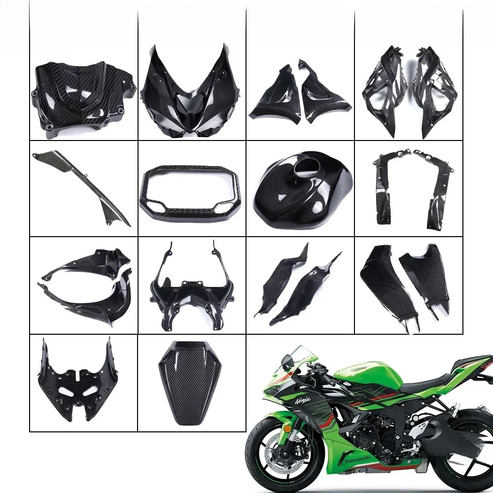 Kit de carénage de capot pour moto Kawasaki ZX6R 636 ZX-6R 2024 2025, pièces de rénovation en Fiber de carbone Pure, panneaux de couverture de garde-boue