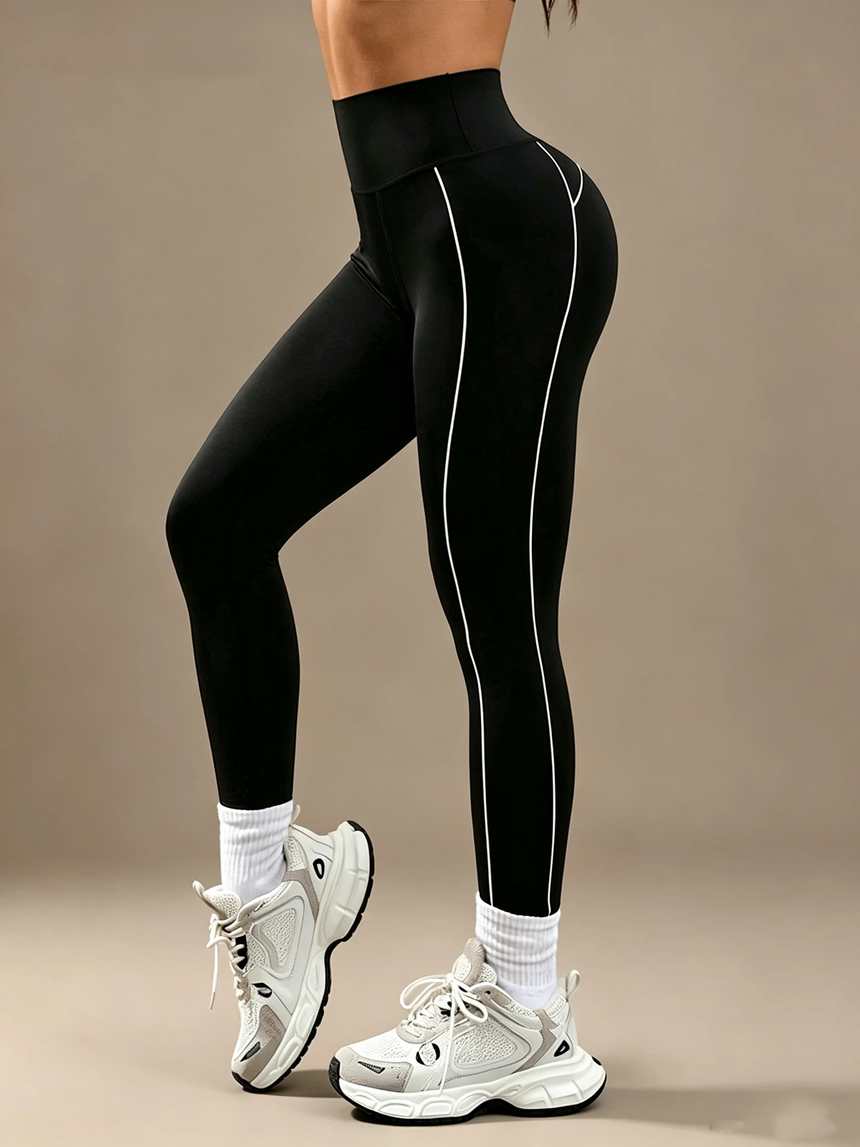 Yoga Slim Fit Leggings, High Waist Booty Lifting Tummy Control, Women's Gym Workout Breathable Pants for Running Outdoor Sport