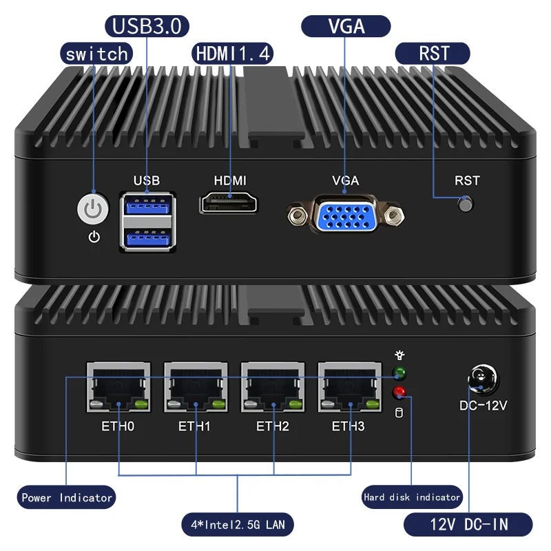 CWWK J4125 Fanless 2.5G Router Nano Mini PC 4 Intel i225-V B3 2.5GbE Nics pfSense Firewall Router