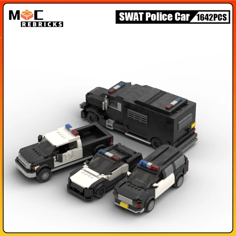 City Speed Champions Patrol Car Police Explorer Police Chief's F-250 Swat Truck MOC Building Block Technical Bricks Toys for Kid