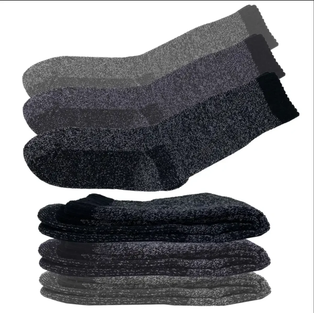 Meias masculinas de inverno, botas grossas com isolamento térmico, sox aquecido para atividades ao ar livre em tempo frio