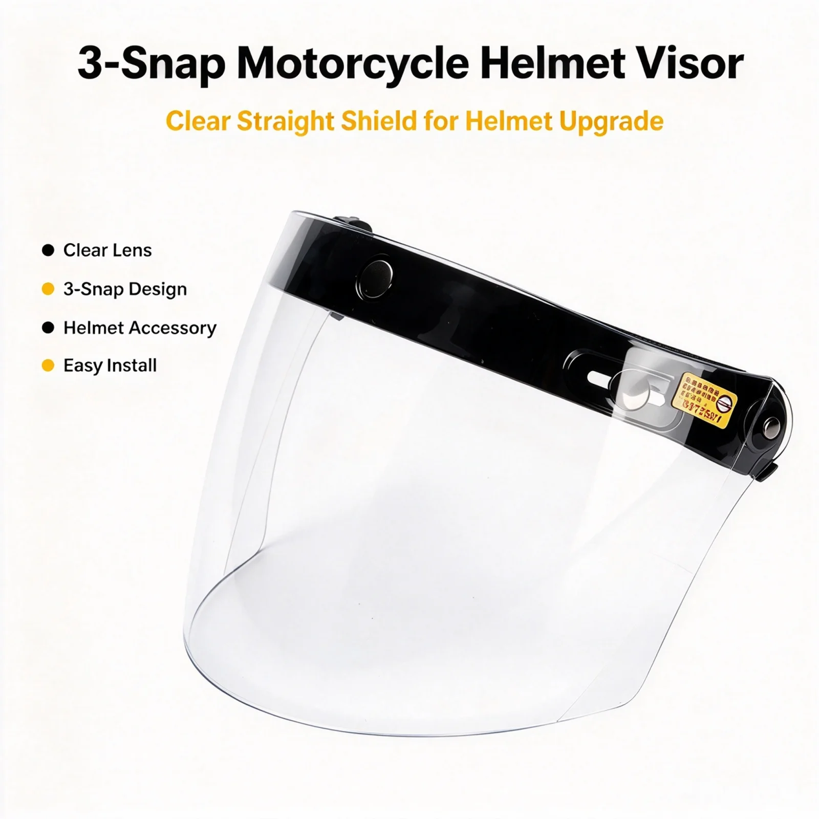 Universal 3-Snap Jet Open Face Helmet Visor Replacement Lens Windproof Shield for Riding Safety Protective Helmet Accessory