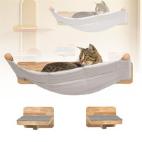Cat Wall Climbing Shelves Hammock Wall Mounted Shelf Wooden Pet Furniture Scratcher Kitty Beds Perches Sleeping Cats Accessories