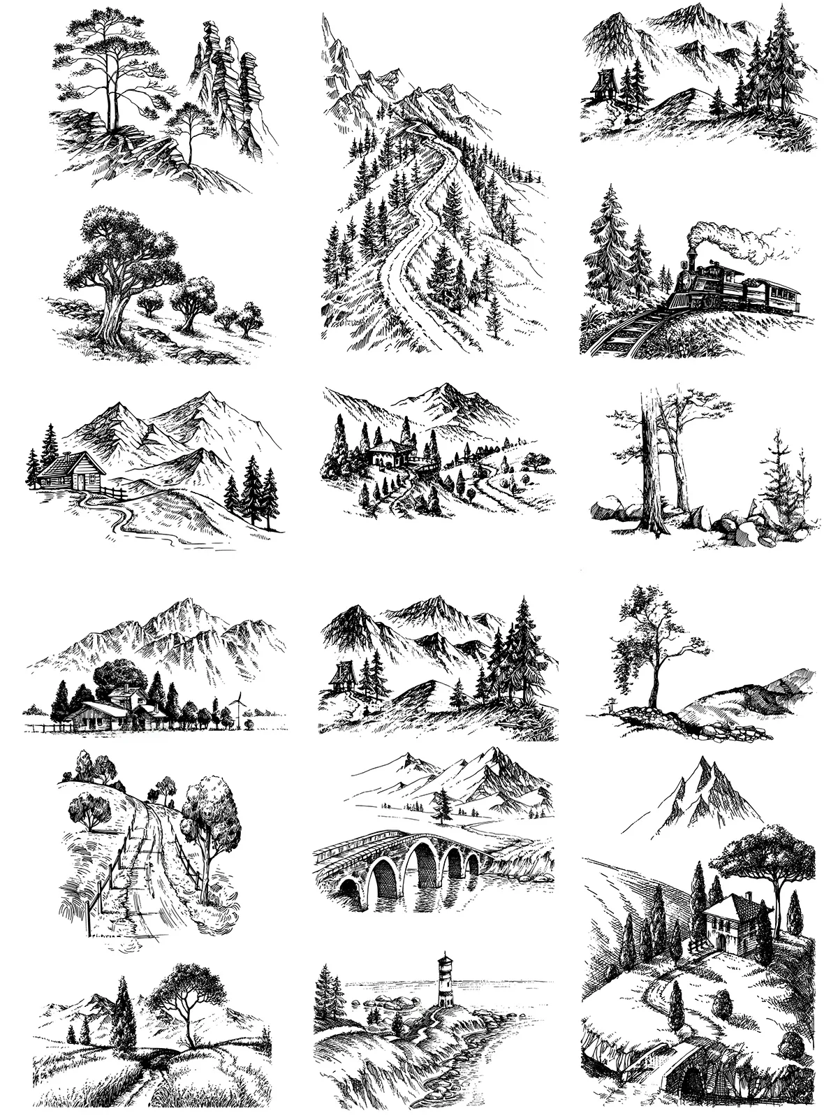 Berg | Haus | Bäume | Flusslandschaft, transparente Stempel für DIY Scrapbooking, Papier, Kartenherstellung, Album, lustige dekorative Silikondichtung, Basteln