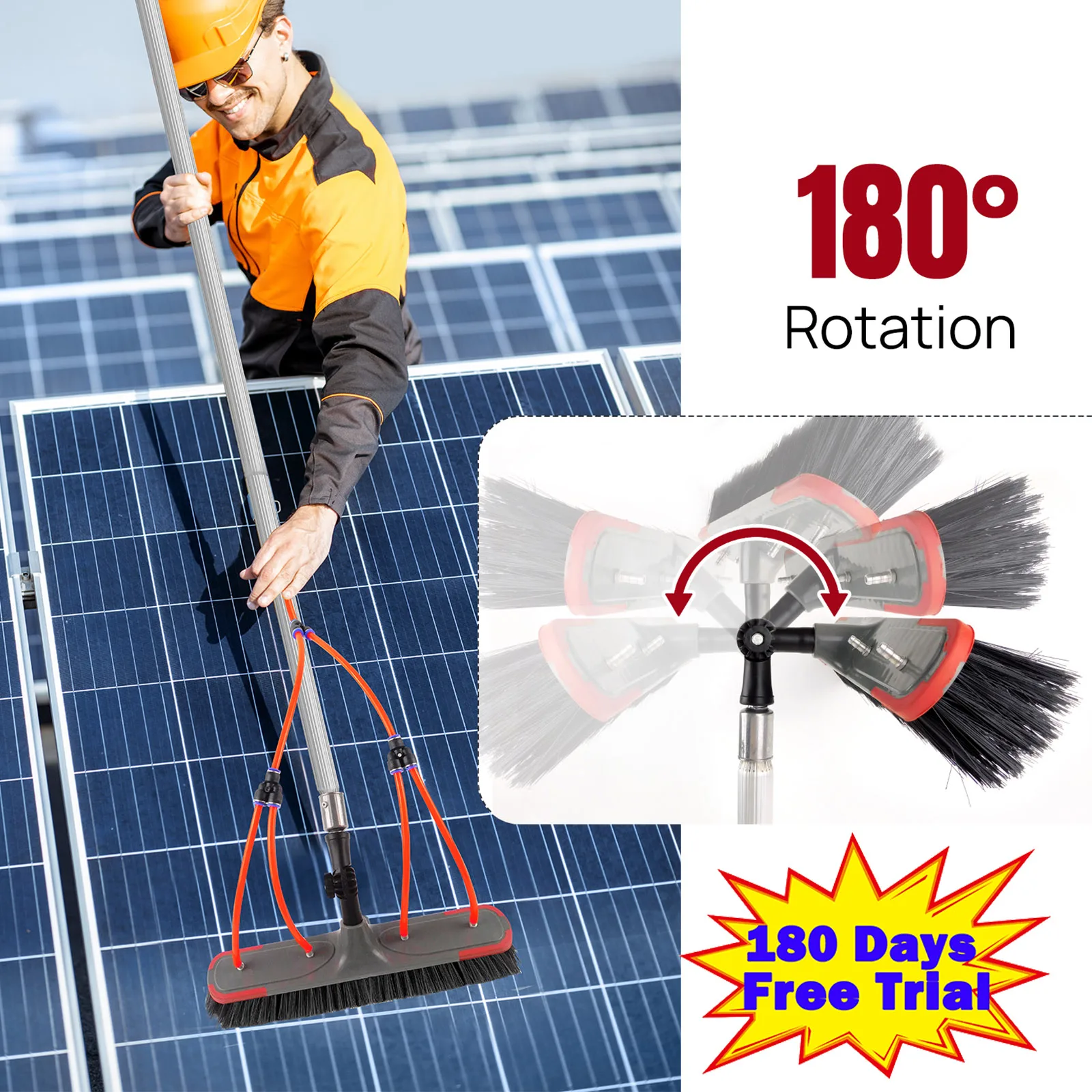 Nuevo kit de cepillos con varilla telescópica de 7m para limpieza con agua/Kit profesional de limpieza de ventanas y paneles solares con cepillo/Extensiones para ventanas, paneles solares y canalones