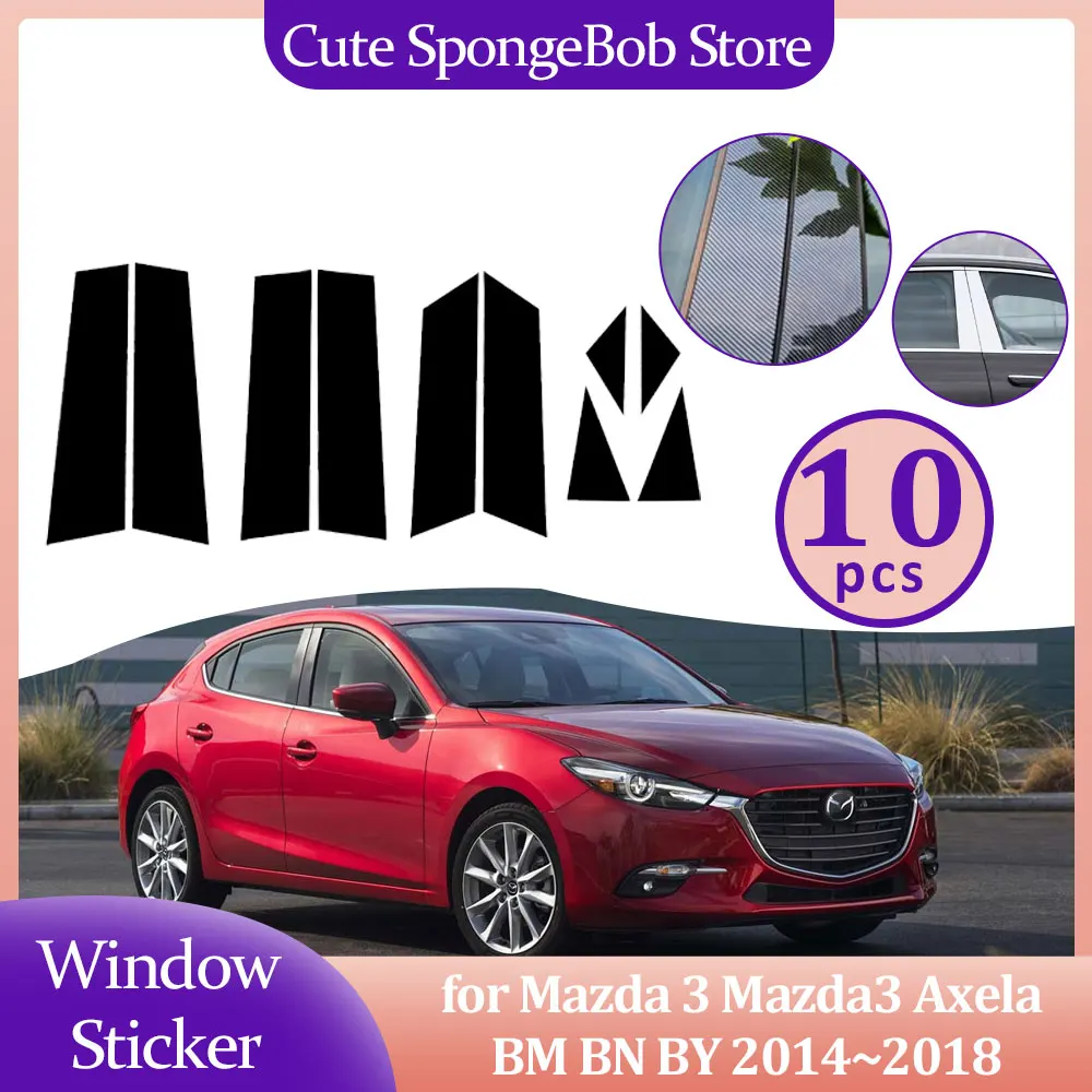 

Car Door Window Trim Cover for Mazda 3 Mazda3 Axela BM BN BY 2014~2018 Carbon Fiber Chrome Sticker Pillar Posts Decal Accessorie