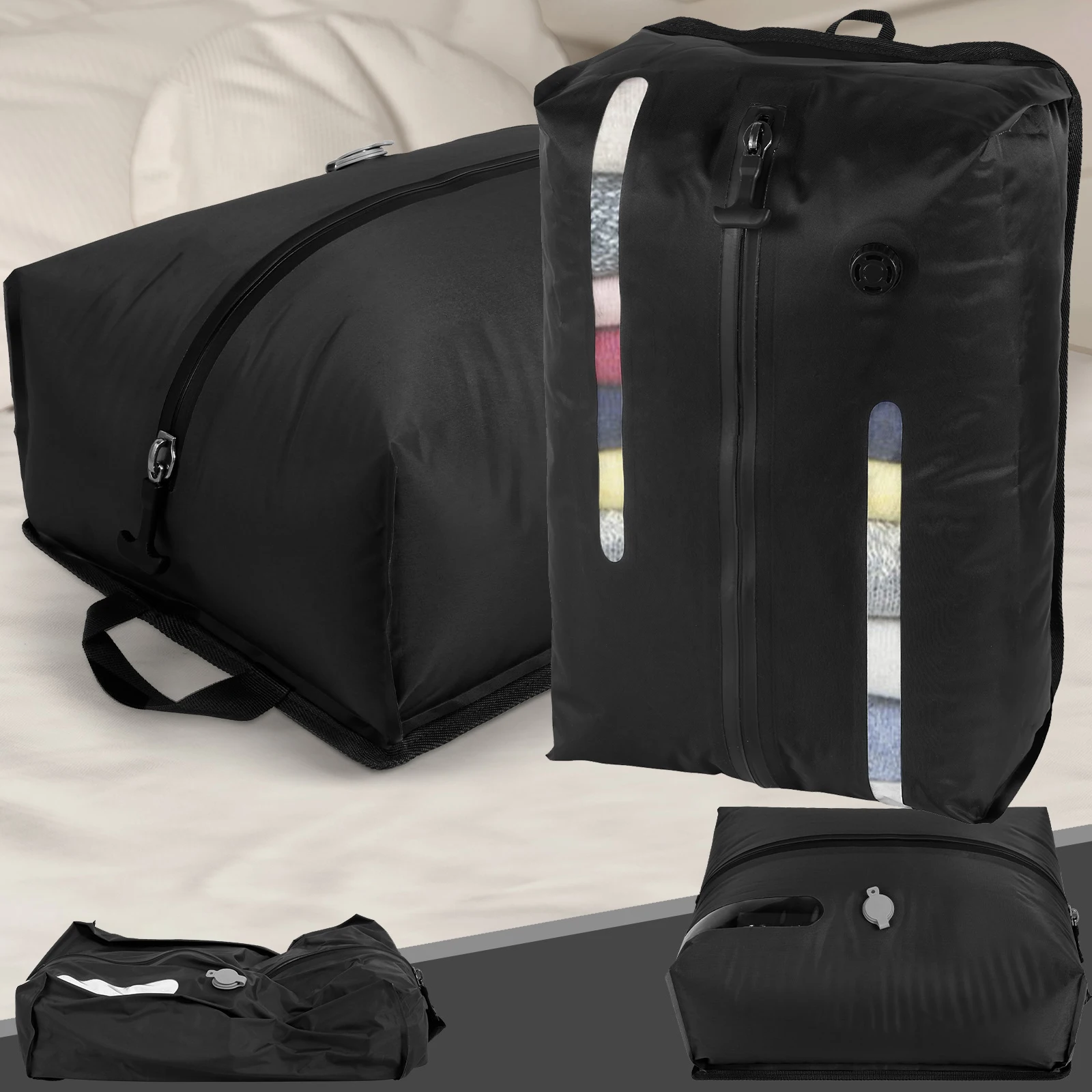 16/34L wasserdichte wiederverwendbare Vakuumbeutel Reisegepäck Kompressions-Aufbewahrungsbeutel mit sichtbarem Fenster für Rucksack, Koffer NEU