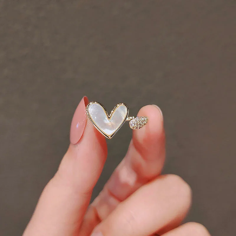 Trendy Vintage Gold Color Shell Heart Rings For Women Minimalist Aesthetic Open Rings Female Dinner Party Charming Rings Jewelry