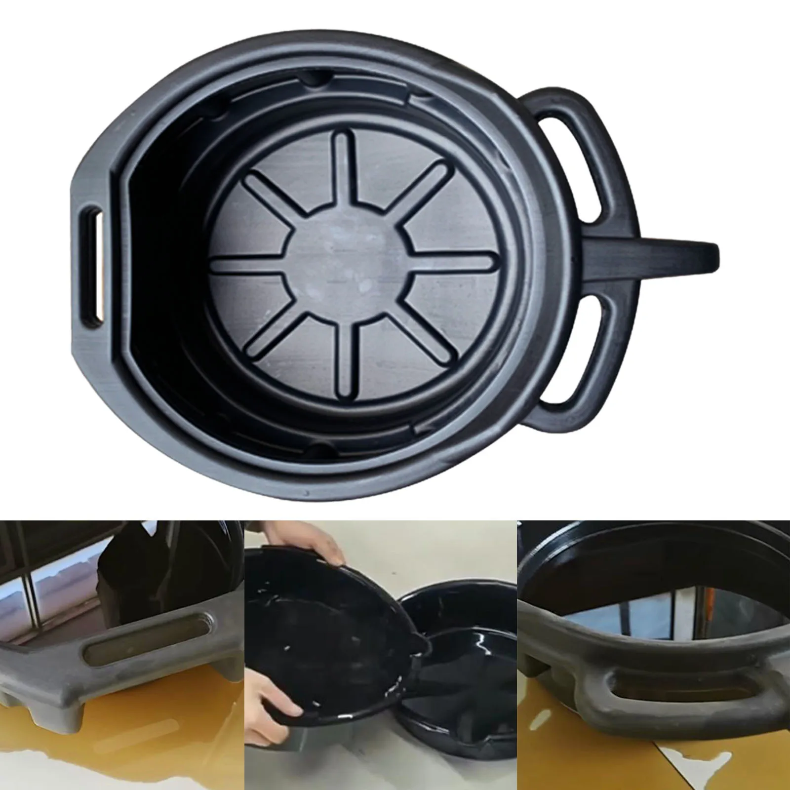 15L Car Oil Drain Pan Portable Waste Oil Collection Tray Easy to Clean Holder Thickened for Truck Repairing Part Cleaning Garage