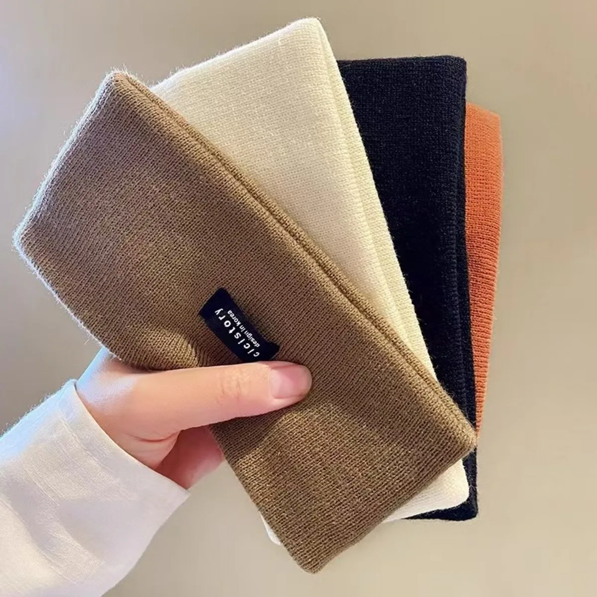 Women Winter Broadside Headband Solid Color Knitted Warm Headwrap Girls Punk Elastic Sports Hair Bands for Hair Accessories image 3