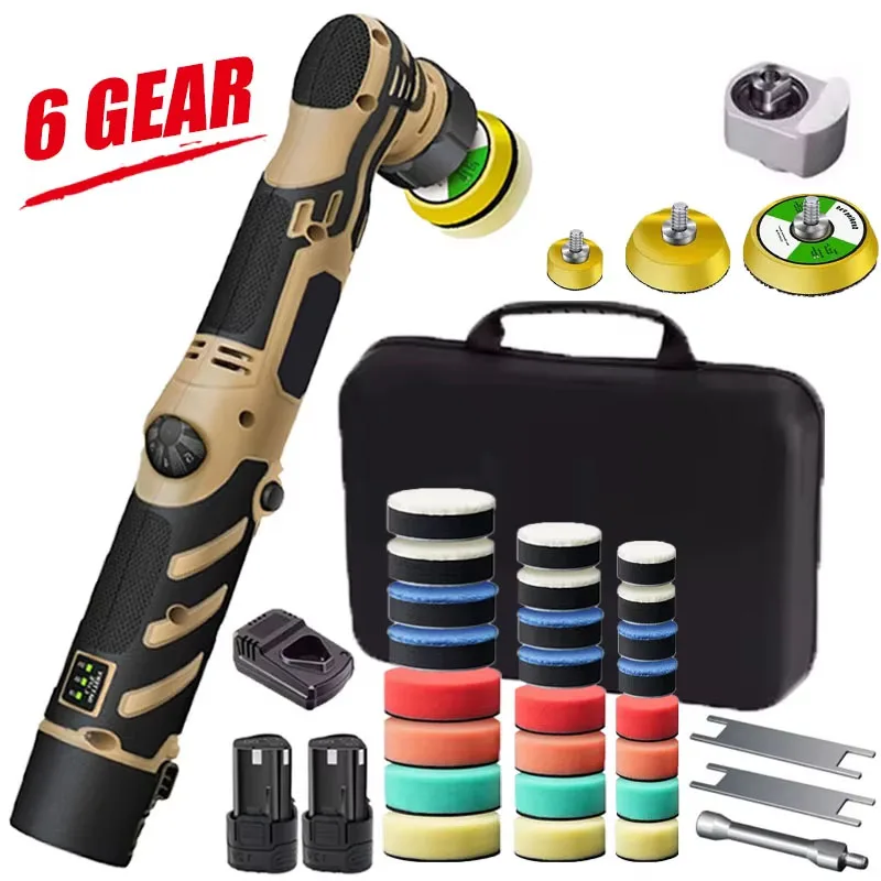 Mini pulidor de coche con 6 almohadillas de pulido de varios tamaños y velocidades ajustables para pulido y eliminación de arañazos de automóviles y muebles