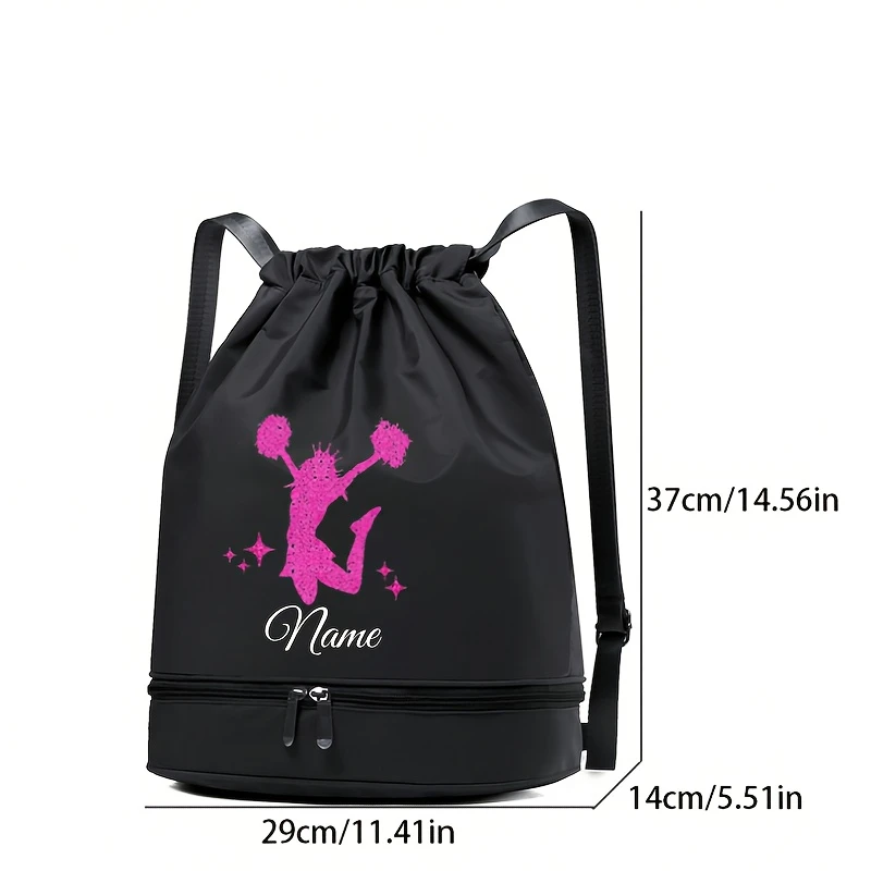 Custom Nylon Backpack Personalized Name Text Wet Dry Storage Adjustable Straps Sports Travel Daily School Bookbag