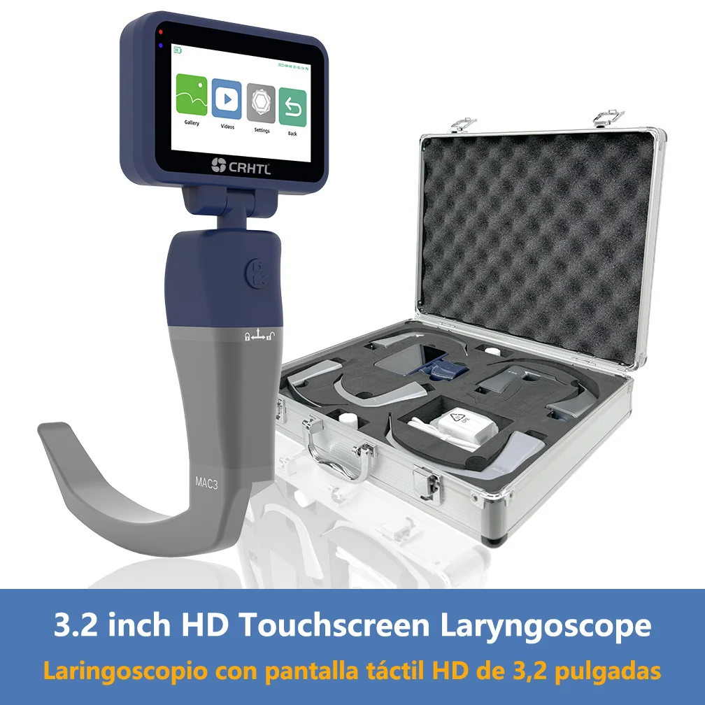 

Digital Video Laryngoscope for Intubation Anesthesia Video Endoscopy 3.2" Display with 11 Stainless Laryngoscope Blades Option