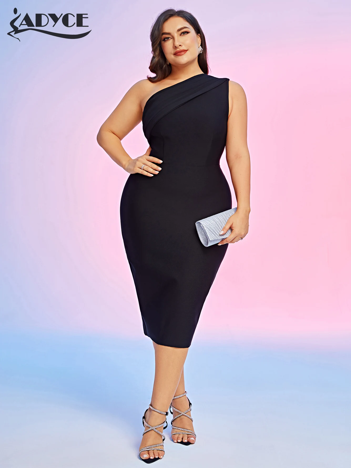 Adyce New Summer Black One Shoulder Bandage Dress Women Sexy Sleeveless Bodycon Celebrity Evening Party Dress Vestidos Plus Size