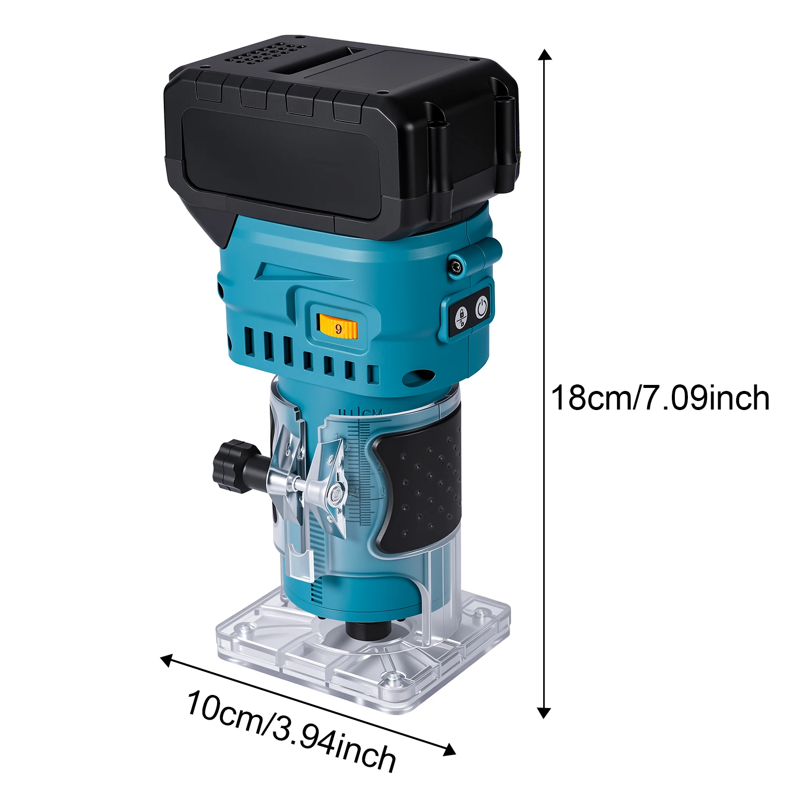 Bürstenloser 6-Gang-Holzfräser, Kabelloses Fräs-, Gravur- und Schlitzgerät, Holzbearbeitungs-Trimmfräsmaschine für Makita-Akkus – Detail 2