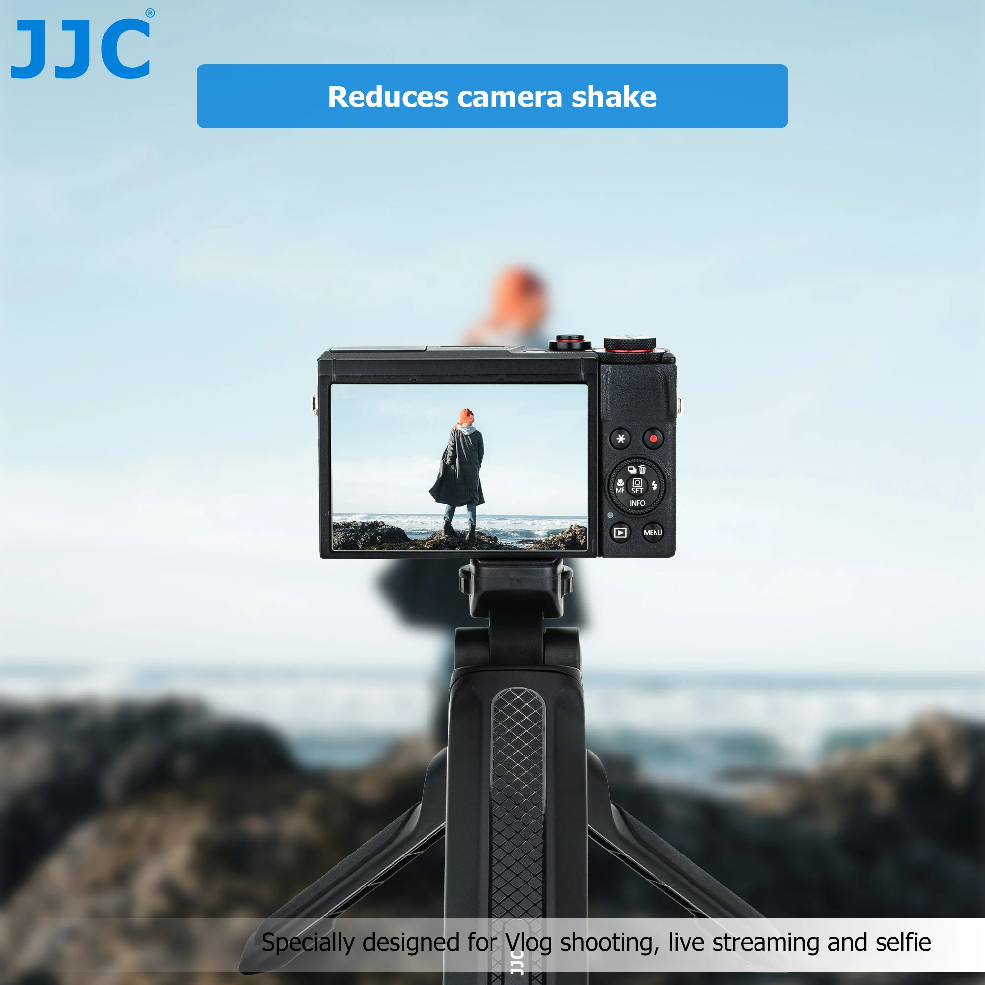 JJC Shooting Grip Tripod Compact Desktop Tripod with Full 360° Pan Range For Vlog Selfie live Streaming Vlogging Accessories