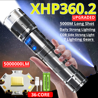 5000000 Lumens XHP360.2 Powerful LED Flashlight 5200mah Battery USB Torch Tactical C8 Hunting Camping Lantern Self Defense Light