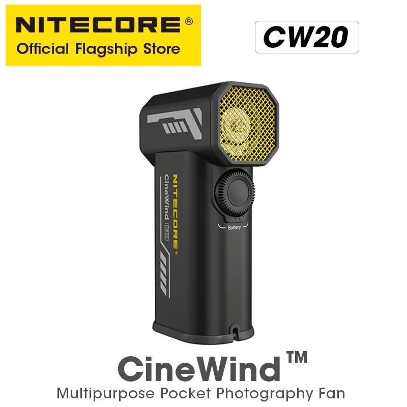 NITECORE CW20 Uniwersalny wentylator kieszonkowy do fotografii Elektryczny przenośny wentylator Bezstopniowa dmuchawa wiatrowa do Canon Sony Short Video Camping