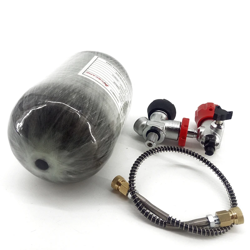 ACECARE 2L Mini Carbon Fiber Cylinder Scuba Valve Tank Diving HPA Gauge Valve And Fill Station For Fire Safety SCBA