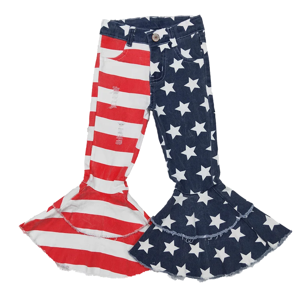 

C3-14 Baby Girls Pants Baby girls boutique 4th of July denim pants Jeans