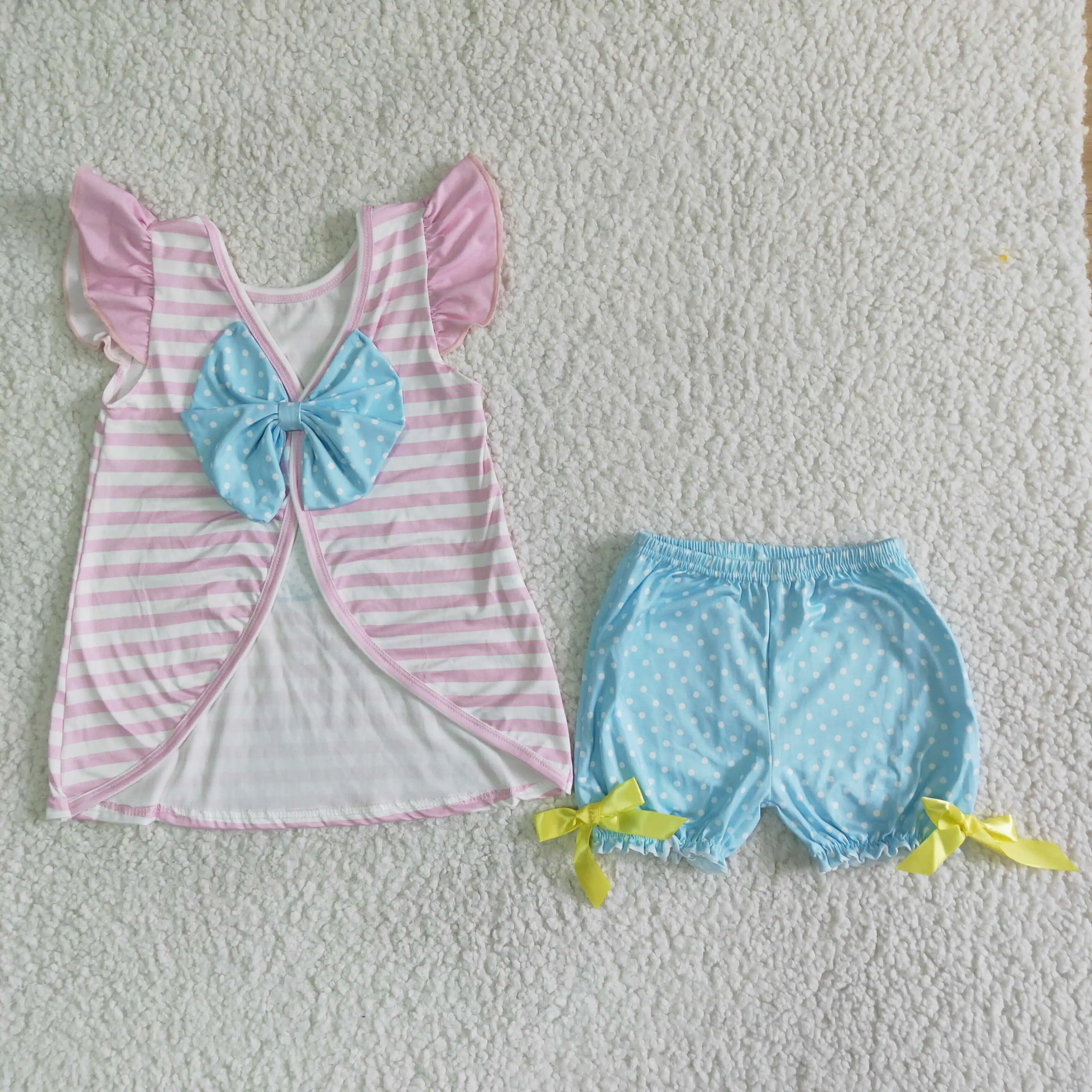 3.08 Promotion Items Kids Easter Clothes Short Sleeve Top With Short Set Baby Girls And Boys Boutique Outfits view 3