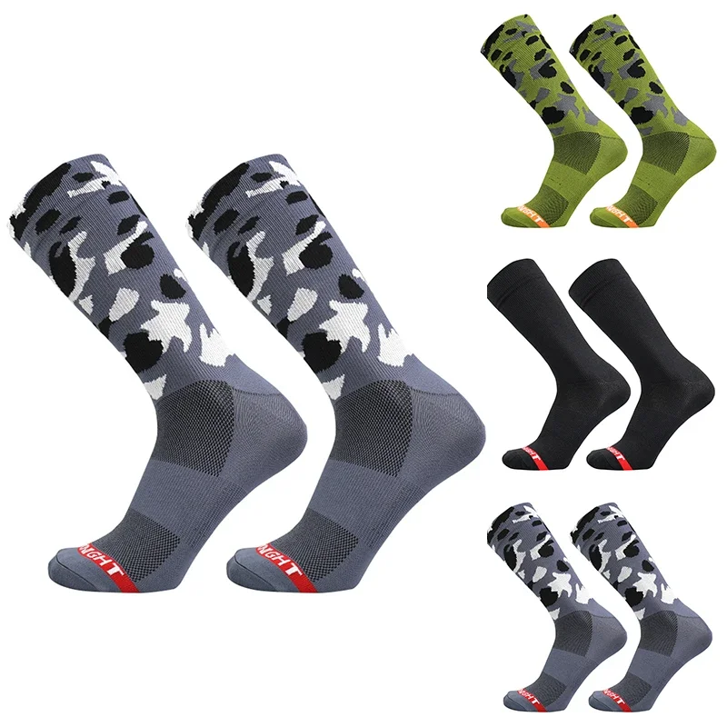 AliExpress Sports Outdoor Camouflage Cycling Socks Men Cross-country Mountain Compression Bike Socks Army Green