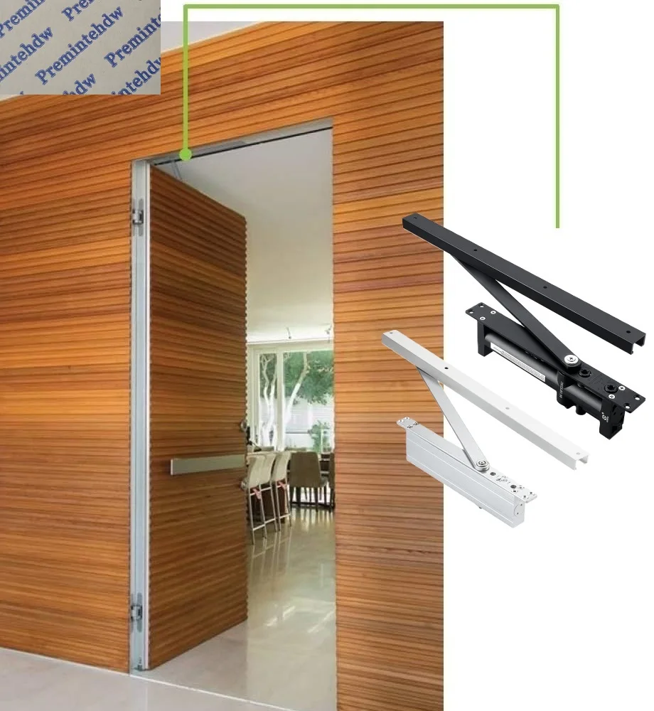 1Piece 35-80KG Concealed Hydraulic Automatic Door Closer 2 Stages Speed Adjustment Silver Matte Black Residential or Commercial