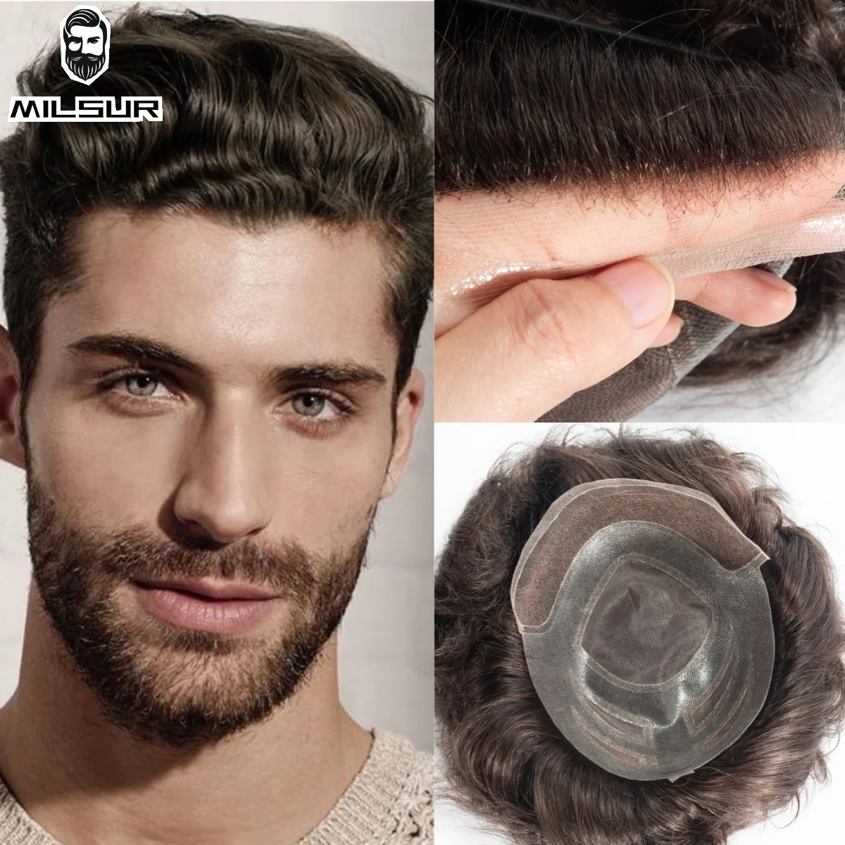 

VERSALITE Human Hair System Men Hairpiece Mono & Pu Breathable Male Hair Prosthesis 100% Natural Human Hair Men's Toupee Wig Man