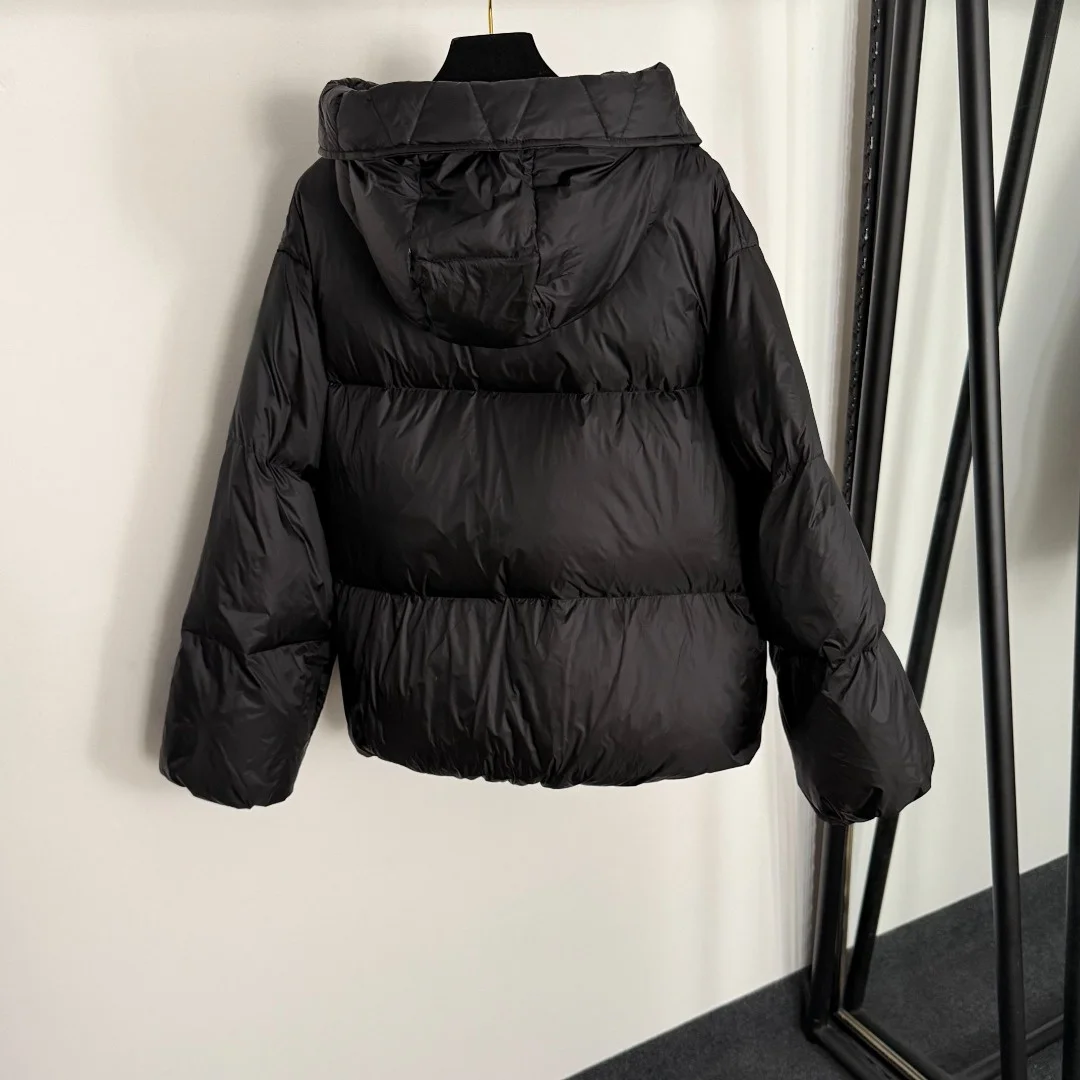 

2025 New Women's Long-Sleeved Leather Down Jacket with Large Lapel and Thick Drawstring Hood - A Must-Have for Autumn and Winter