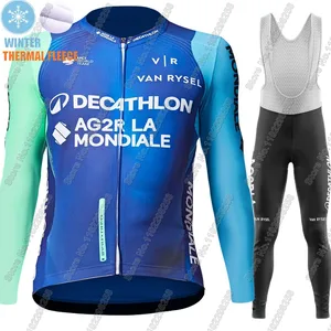 Team Cycling Jersey Set, Frankreich Nationaler Anzug, Langarm, MTB Bike Road Hosen, Labberkleidung, blauer Mallot, Winter, 2022, AG2R 8 Hauptverkauf nationale Lieferanten - №4