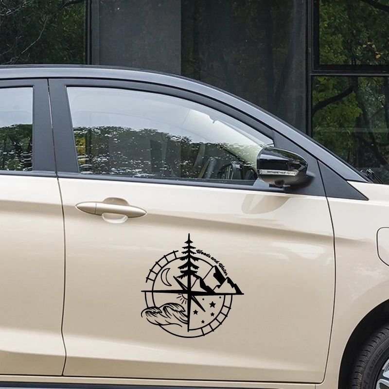Woods and water compass Stickers,Car Stickers, Vinyl Decals - For Cars, Trucks, Walls, Laptops, Windows, Motorcycles, Bumpers