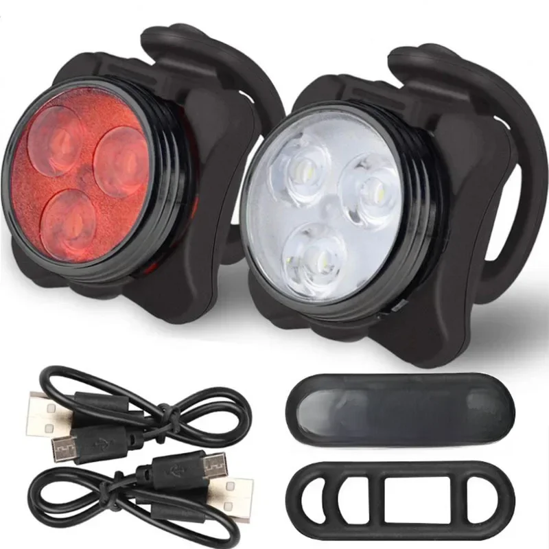 AliExpress Rechargeable Bike Light Set Super Bright Front Headlight and Rear LED Bicycle Light 650mah 4 Light