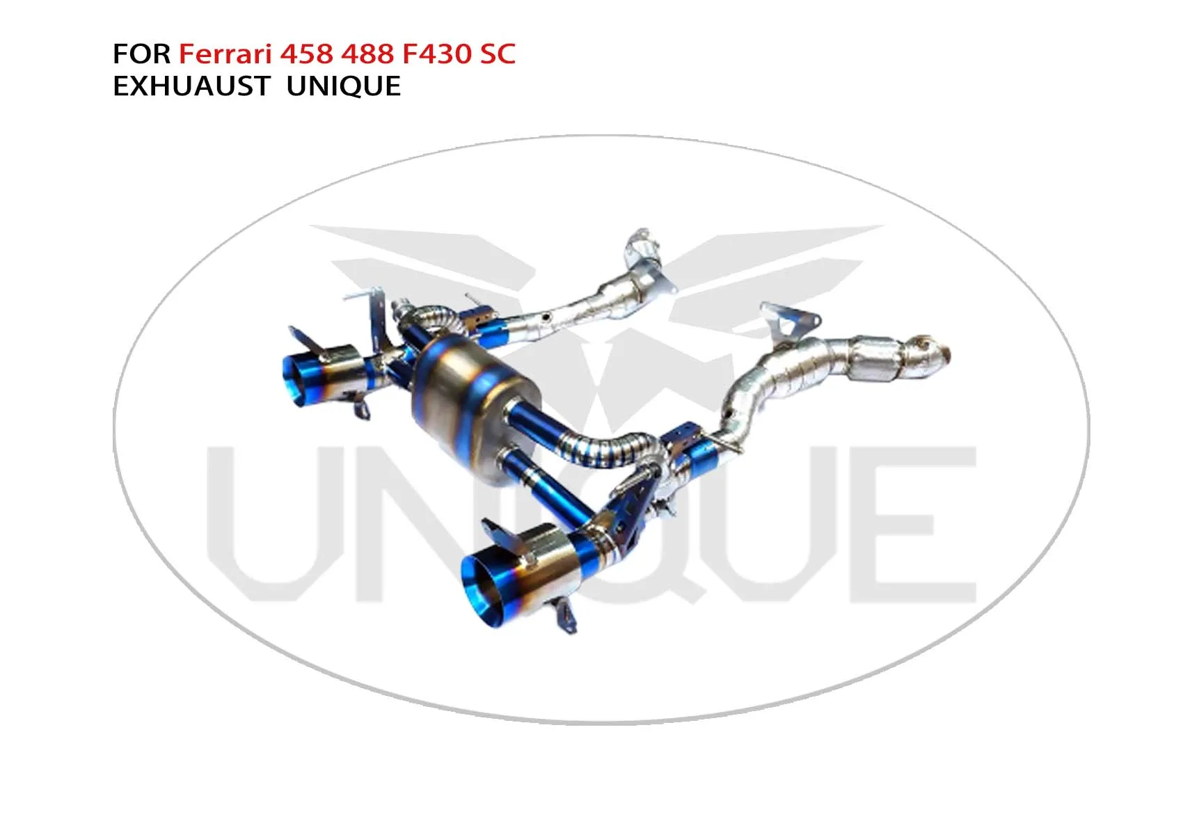 UNIQUE Titanium Alloy Exhaust Systems Downpipe Modified For Ferrari 458 488 F430 SC Auto Custom Valve Toasted Blue Style