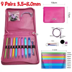 Aluminum Crochet Hook Square Knitting Needles Set DIY Art Craft Weaving Sewing Stitches Tools Crochet Needle Accessories kit
