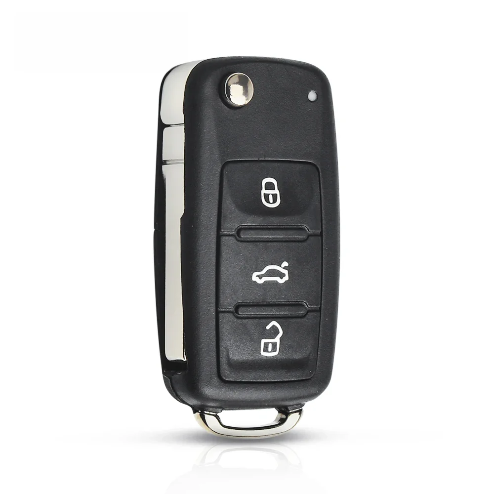 KEYYOU – coque de clé de voiture pliante de remplacement, pour VW Volkswagen Golf Mk6 Tiguan Polo Passat CC SEAT Skoda Octavia, 3 boutons