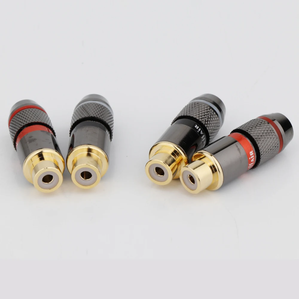 4pcs preffair r1733/rf1300 hifi rca stecker vergoldet männlich/weiblich doppelt selbstsicher nde lotus draht anschlüsse audio adapter – Detail 10