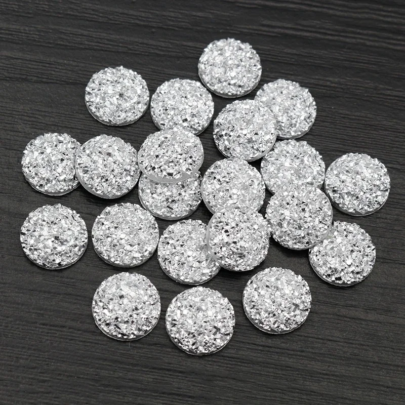Nowa moda 40 sztuk 8mm 10mm 12mm posrebrzane kolor z płaskim z powrotem Cabochons żywiczne Cameo — zdjęcie 2
