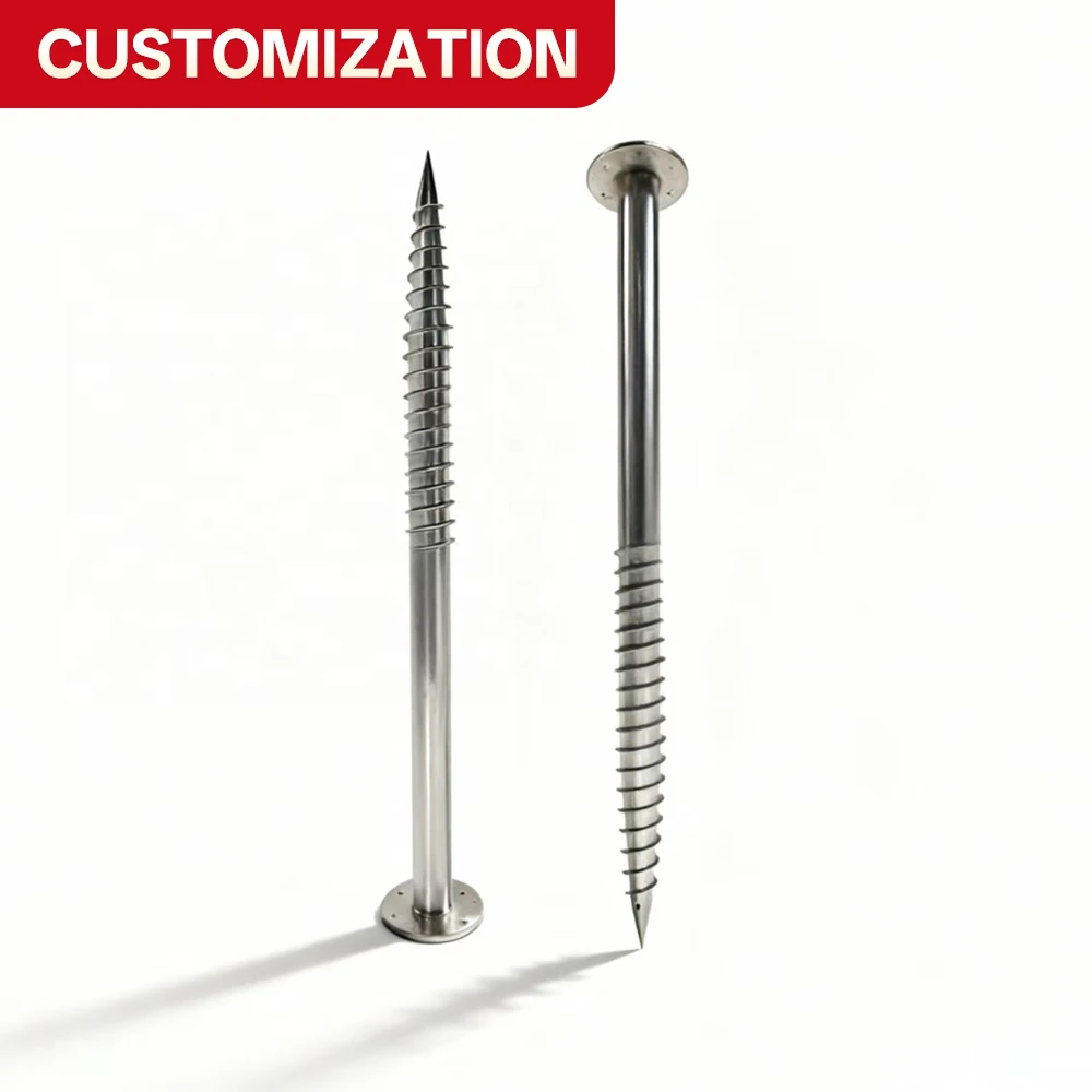 Custom Hot-Dip Galvanized Helical Ground Anchors Ground Screw Diameter Solar Ground Anchors TiCN Coating Small Batches Delivery