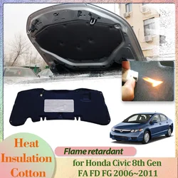 Car Hood Engine Cover for Honda Civic 8th Gen FA FD FG 2006~2011 Insulation Liner Cotton Soundproof Trunk Heat Mat Accessories