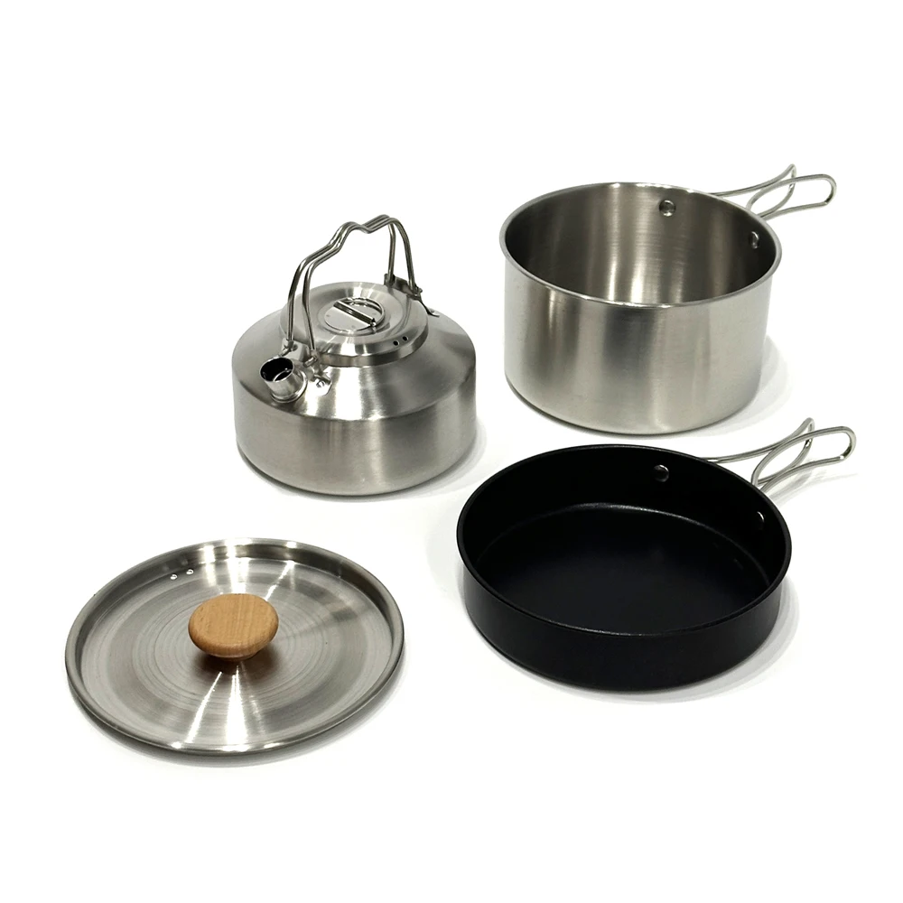 koyaf Camping Stencorpel Three-Pot Set Pot Hot Pans