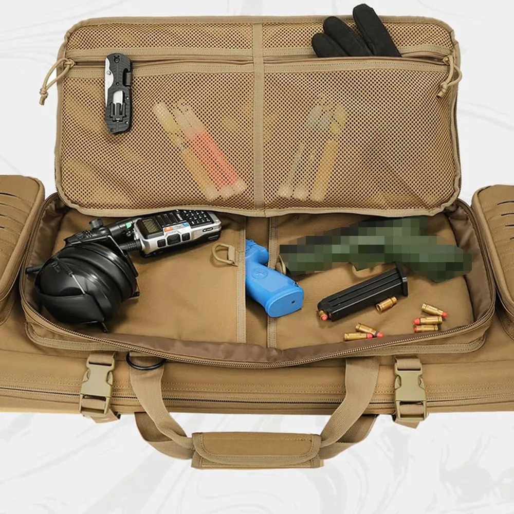 Double Rifle Case Gun Bag, Safely Long-Barrel Gun Transportation Cases with 2 Locks, Fishing Gear Storage Bag, for Hunting