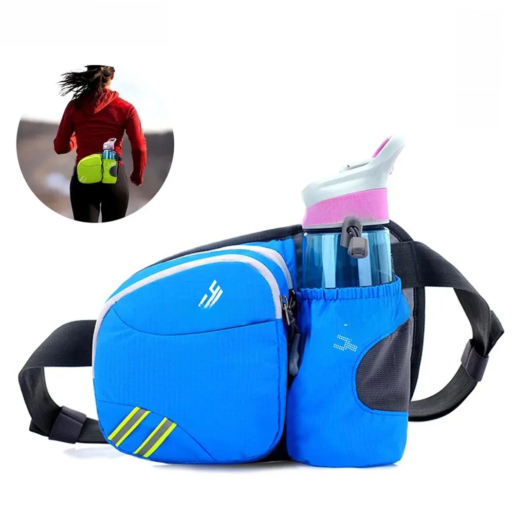 AliExpress WEPPKK Waist Bag with Water Bottle Holder, Hip Bum Bag Zipper Pocket for Running Cycling Traveling Walking, Not Included Water Bottle